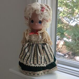 Precious Moments Doll with Green and Cream Dress